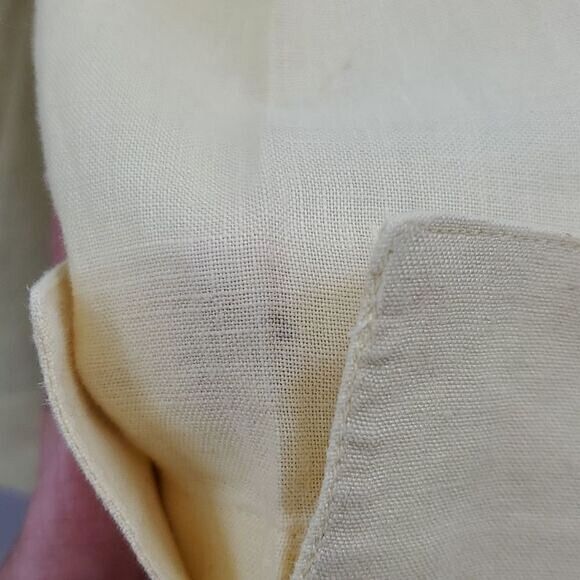 Chadwicks Band Collar Long Sleeve Button Up 100% Linen Blouse Yellow Size Large - Picture 5 of 12